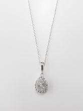 שרשרת כסף זרקון טיפה מוקף זרקונים 9X7 מ"מ